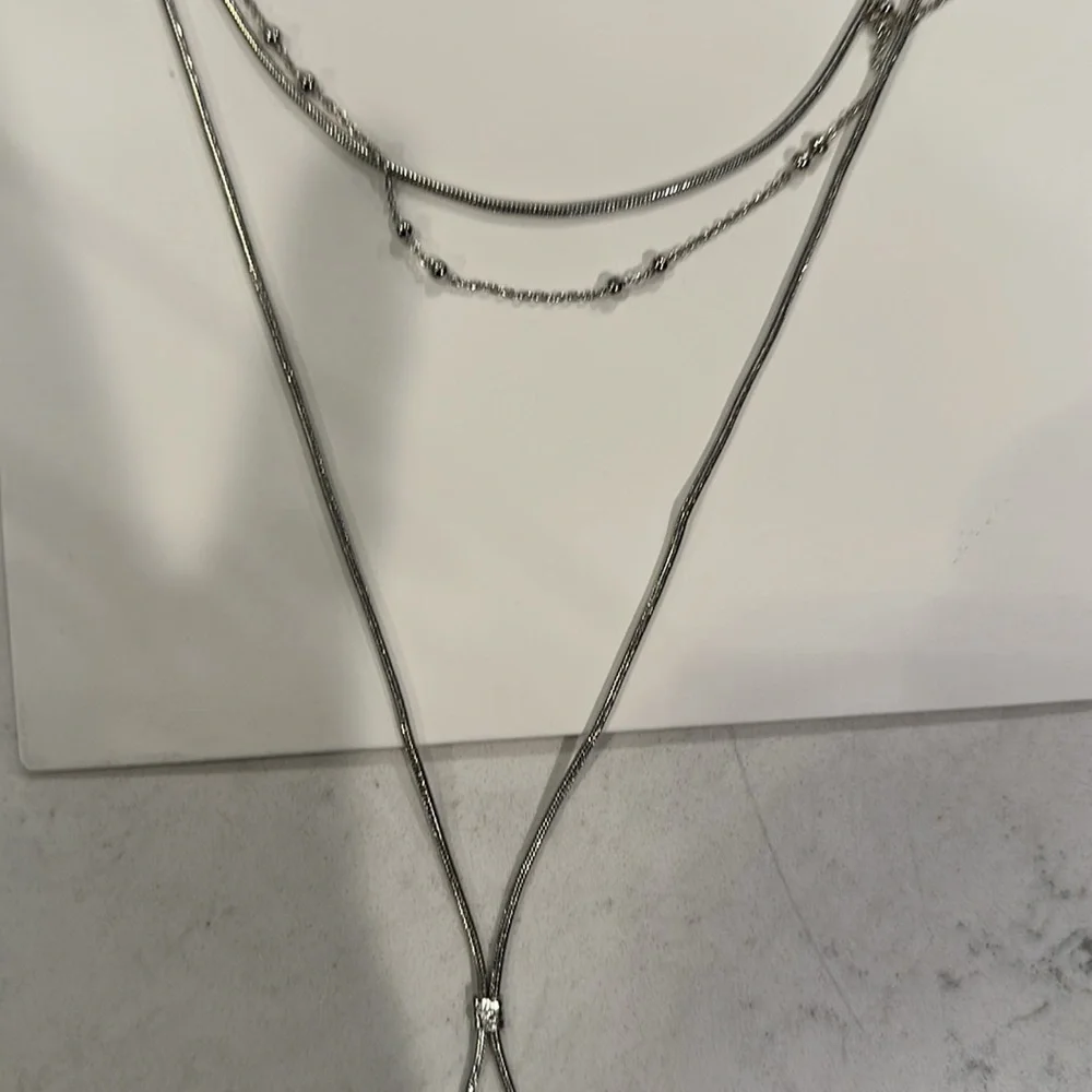 Mango silver tone 3 necklace lariat